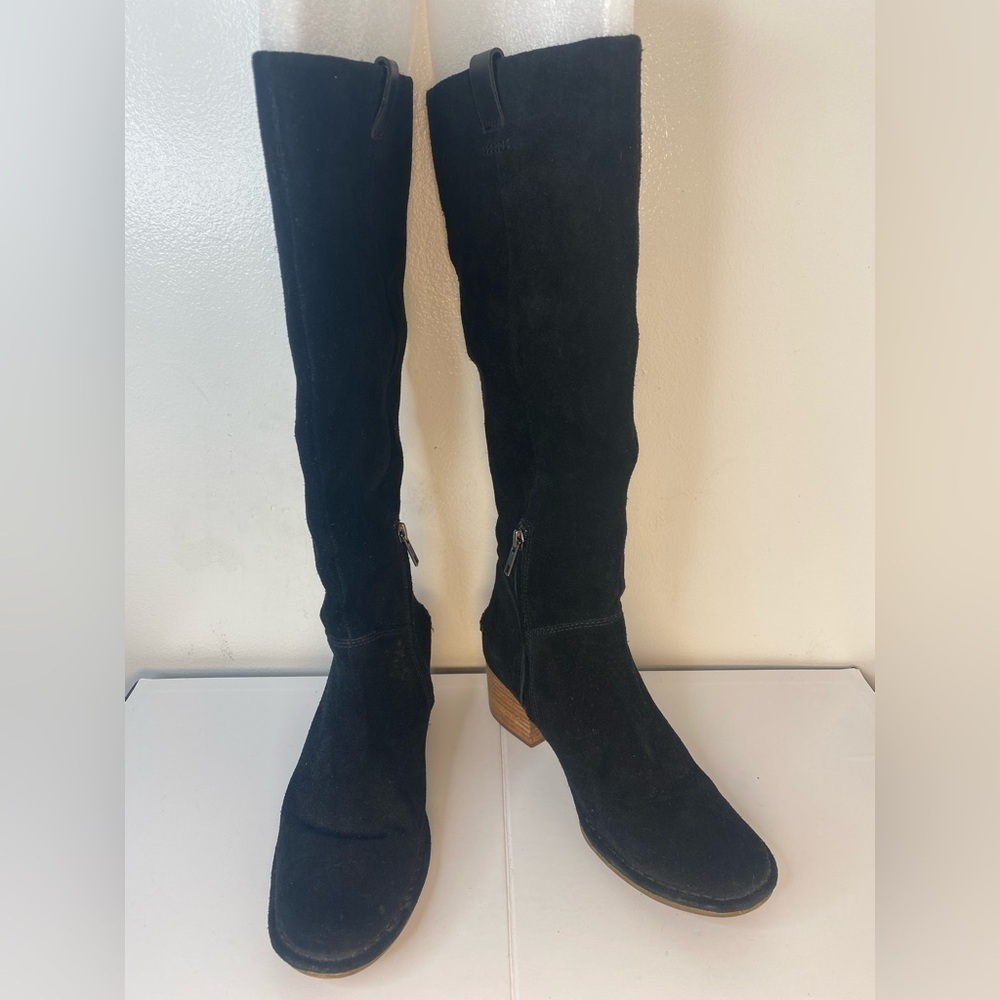 UGG Arana Nordstrom Knee High Black Suede Leather Heeled Boots